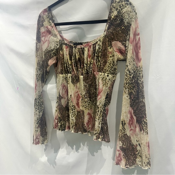 Y2K Fairycore Crinkle Mesh Top Long Sleeve - Picture 2 of 11